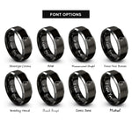 font options for inside engraving on black & gray udu drum rings