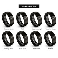 font options for inside engraving on black udu drum rings