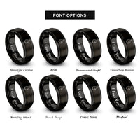 font options for inside engraving on black udu drum rings