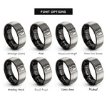 font options for inside engraving on black & silver uk rings