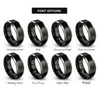 font options for inside engraving on black & silver uk rings