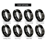 font options for inside engraving on black & silver ukulele rings