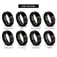 font options for inside engraving on black ukulele rings