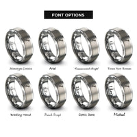font options for inside engraving on gray ukulele rings