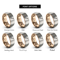 font options for inside engraving on rose gold & gray ukulele rings