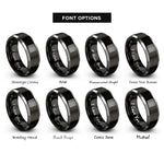font options for inside engraving on black & silver ulam prime spiral rings