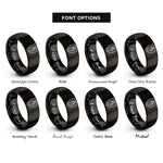 font options for inside engraving on black ulster shield rings