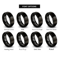 font options for inside engraving on black ulster shield rings