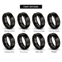 font options for inside engraving on black ulster shield rings