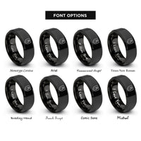 font options for inside engraving on black ulster shield rings