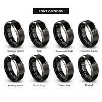 font options for inside engraving on black & grey ultrasound probe rings