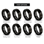 font options for inside engraving on black ultrasound probe rings