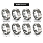 font options for inside engraving on gray umbrella open canopy rings