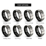 font options for inside engraving on black & silver unalome lotus rings