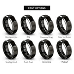 font options for inside engraving on black & silver unalome lotus rings
