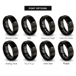 font options for inside engraving on black unalome lotus rings
