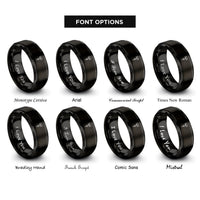 font options for inside engraving on black unalome lotus rings