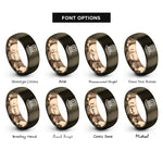 font options for inside engraving on gunmetal & rose gold uncle sam hat rings
