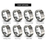 font options for inside engraving on grey uncommon diamond circle rings