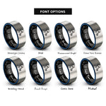 font options for inside engraving on black & blue & grey underwater photographer rings