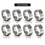 font options for inside engraving on silver underwater photographer rings