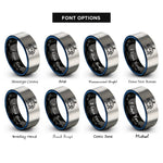 font options for inside engraving on black & blue & silver underwater research habitat rings