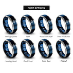 font options for inside engraving on blue & gray underwater research habitat rings