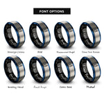 font options for inside engraving on black & blue & silver uni knot rings