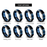 font options for inside engraving on blue & gray uni knot rings
