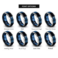 font options for inside engraving on blue & gray uni knot rings