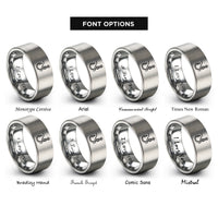 font options for inside engraving on grey uni knot rings