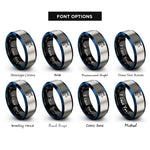 font options for inside engraving on black & blue & grey unicorn rings