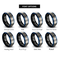 font options for inside engraving on black & blue & silver unicorn rings
