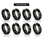 font options for inside engraving on black & grey unicorn rings