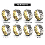 font options for inside engraving on gold & grey unicorn rings
