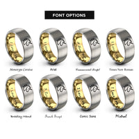 font options for inside engraving on gold & grey unicorn rings
