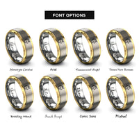 font options for inside engraving on gold & gray unicorn rings