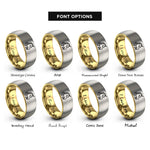 font options for inside engraving on gold & silver unicorn rings
