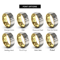 font options for inside engraving on gold & silver unicorn rings