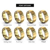font options for inside engraving on gold & silver unicorn rings