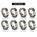 font options for inside engraving on gray unicorn rings