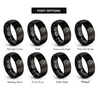 font options for inside engraving on black unicorn rampant rings