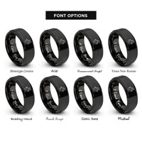 font options for inside engraving on black unicorn rampant rings