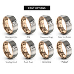 font options for inside engraving on rose gold & silver unicorn rings
