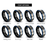 font options for inside engraving on black & blue & silver unicursal hexagram rings