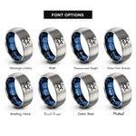 font options for inside engraving on blue & silver unicursal hexagram rings