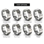 font options for inside engraving on grey unicursal hexagram rings