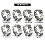 font options for inside engraving on gray unicursal hexagram rings