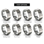 font options for inside engraving on grey unicursal hexagram rings