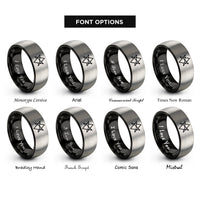 font options for inside engraving on black & silver unicursal hexagram thelema rings